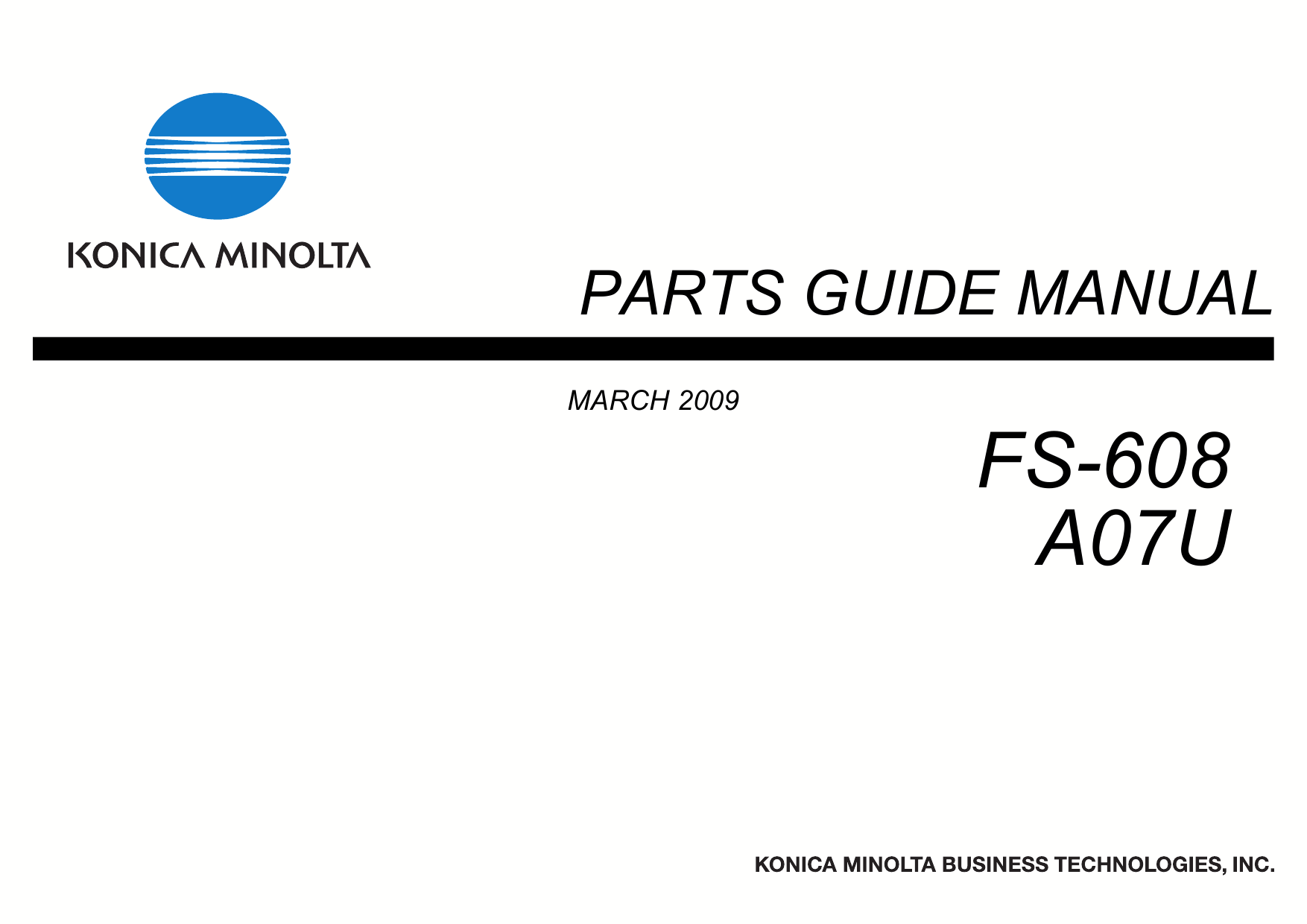 Konica-Minolta Options FS-608 A07U Parts Manual-1